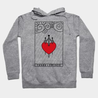 Three of swords tarot card minimalistic design light version Hoodie